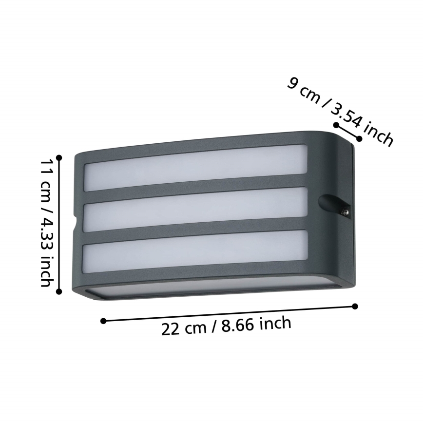 Eglo - Spoljašnja zidna lampa 1xE27/40W/230V antracit IP54
