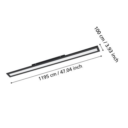 Eglo - LED Plafonjera LED/38W/230V 120x10 cm crno
