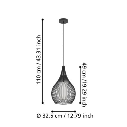 Eglo - Luster na sajli 1xE27/40W/230V crno