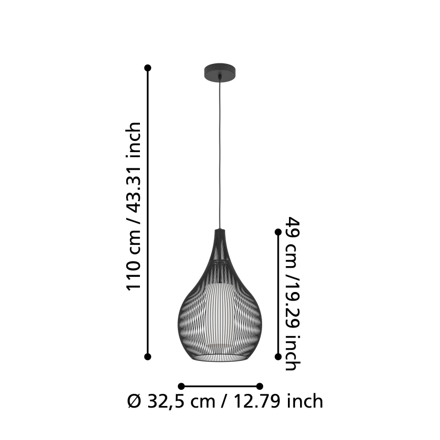 Eglo - Luster na sajli 1xE27/40W/230V crno