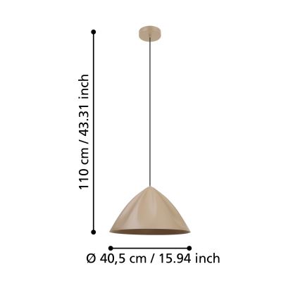 Eglo - Luster na sajli 1xE27/40W/230V kremasta