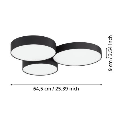 Eglo - LED RGBW Prigušiva plafonjera 3xLED/7,5W/230V 2700-6500K crno