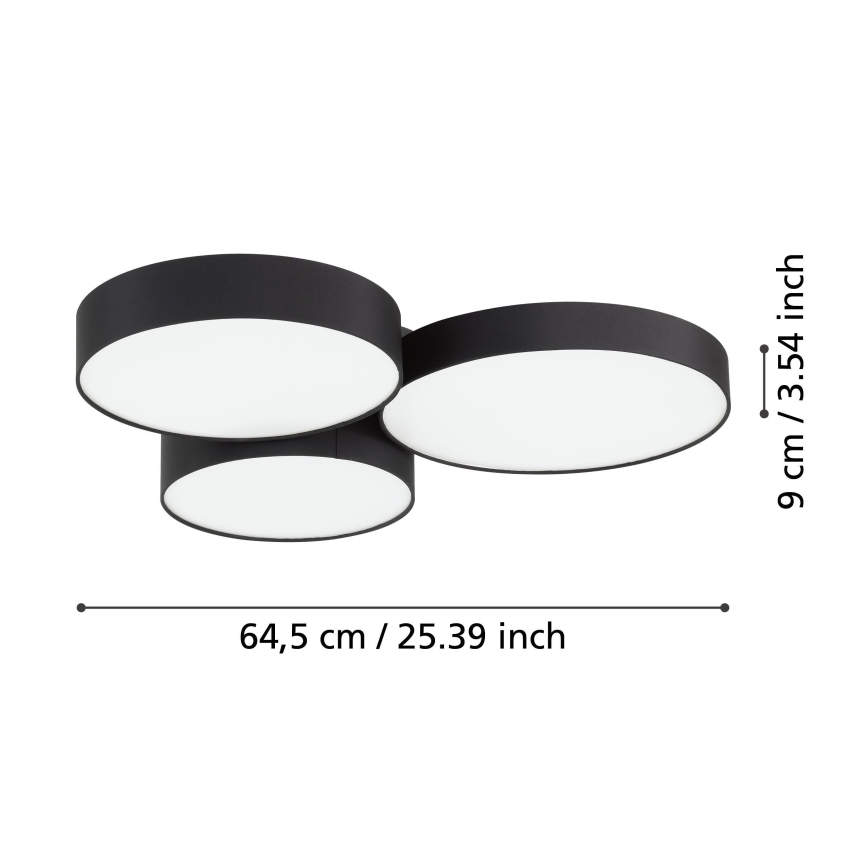 Eglo - LED RGBW Prigušiva plafonjera 3xLED/7,5W/230V 2700-6500K crno