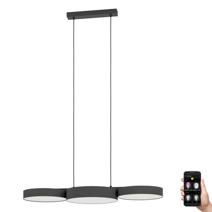 Eglo - LED RGBW Prigušivi luster na sajli 3xLED/7,5W/230V 2700-6500K crno