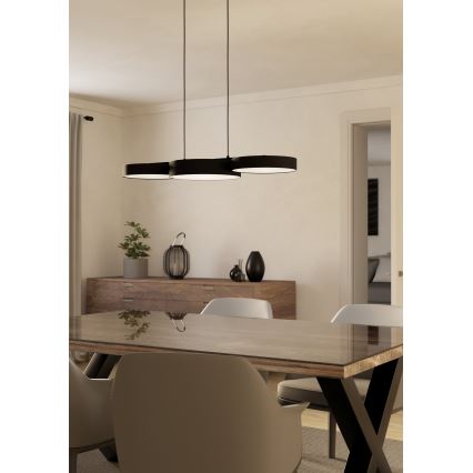 Eglo - LED RGBW Prigušivi luster na sajli 3xLED/7,5W/230V 2700-6500K crno