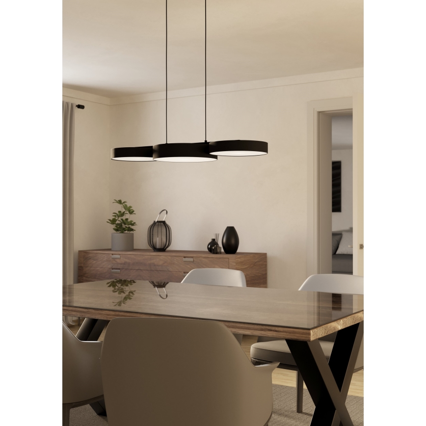 Eglo - LED RGBW Prigušivi luster na sajli 3xLED/7,5W/230V 2700-6500K crno