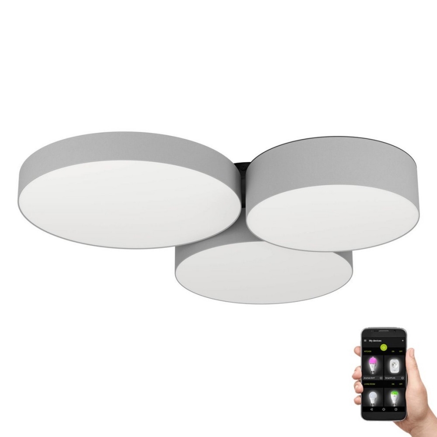 Eglo - LED RGBW Prigušiva plafonjera 3xLED/7,5W/230V 2700-6500K sivo