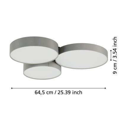 Eglo - LED RGBW Prigušiva plafonjera 3xLED/7,5W/230V 2700-6500K sivo