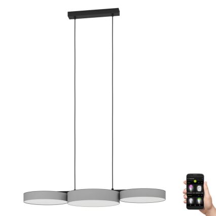 Eglo - LED RGBW Prigušivi luster na sajli 3xLED/7,5W/230V 2700-6500K sivo