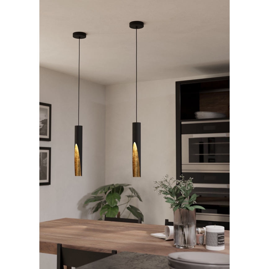 Eglo - LED luster na sajli 1xGU10/4,5W/230V crno/zlatna