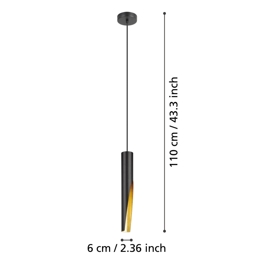 Eglo - LED luster na sajli 1xGU10/4,5W/230V crno/zlatna