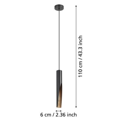 Eglo - LED luster na sajli 1xGU10/4,5W/230V crno/braon