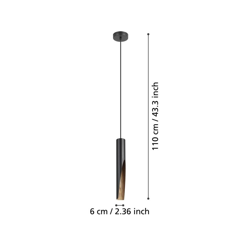 Eglo - LED luster na sajli 1xGU10/4,5W/230V crno/braon