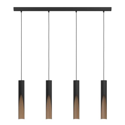 Eglo - LED luster na sajli 4xGU10/4,5W/230V crno/braon