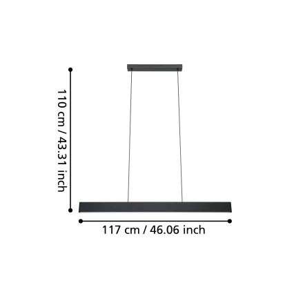 Eglo - LED RGBW Prigušivi luster na sajli LED/38W/230V 2700-6500K crno