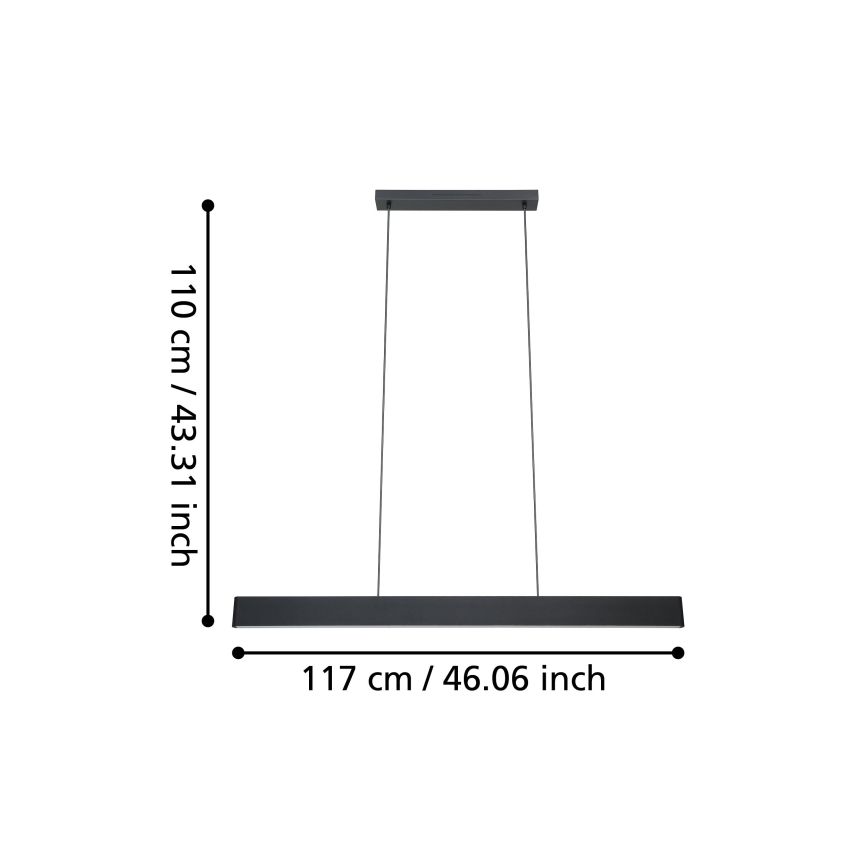 Eglo - LED RGBW Prigušivi luster na sajli LED/38W/230V 2700-6500K crno