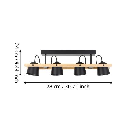 Eglo - LED RGBW Prigušivi nadgradni luster 4xLED/3,7W/230V 2700-6500K