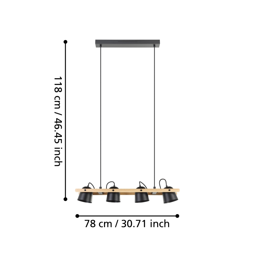 Eglo - LED RGBW Prigušivi luster na sajli 4xLED/3,7W/230V 2700-6500K