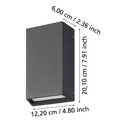Eglo - LED Spoljna zidna lampa 2xLED/5W/230V IP65
