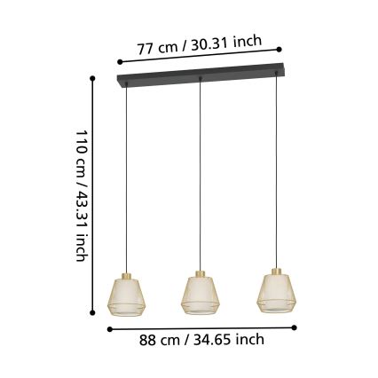 Eglo - Luster na sajli 3xE27/40W/230V
