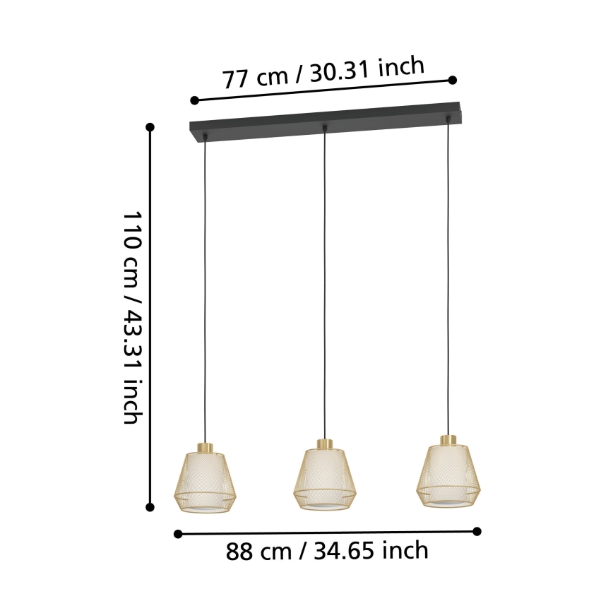 Eglo - Luster na sajli 3xE27/40W/230V