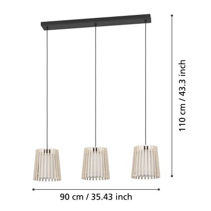Eglo - Luster na sajli 3xE27/25W/230V