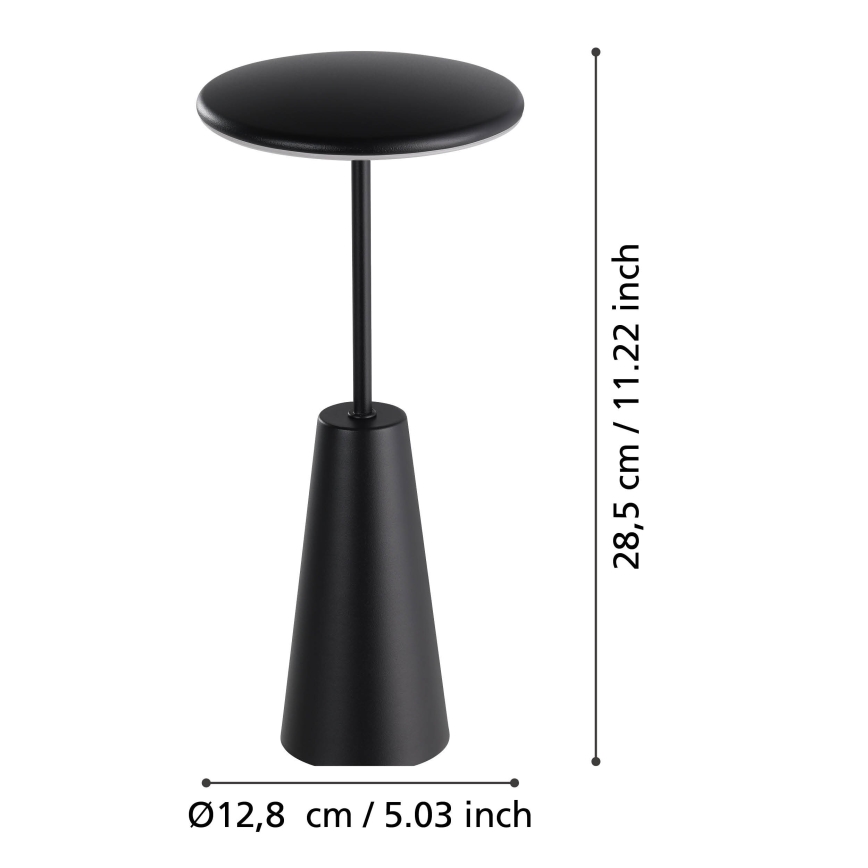 Eglo - LED Prigušiva dodirna vanjska lampa LED/2,8W/5V 2400K/3000K/4000K 5200 mAh IP54 crno
