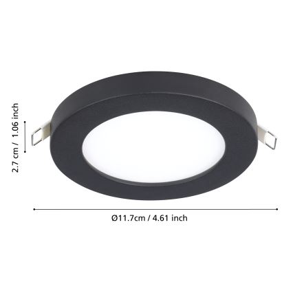 Eglo - LED Ugradbena lampa LED/5,5W/230V 4000K crno