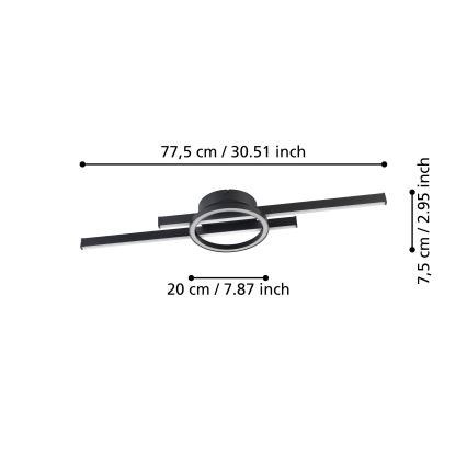 Eglo - LED RGBW Prigušiva plafonjera LED/23,5W/230V 2700-6500K crno + Daljinski upravljač