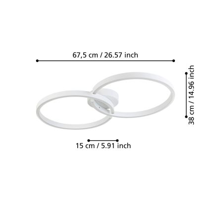 Eglo 900954 - LED RGBW Prigušiva plafonjera LED/19,5W/230V 2700-6500K bela + Daljinski upravljač