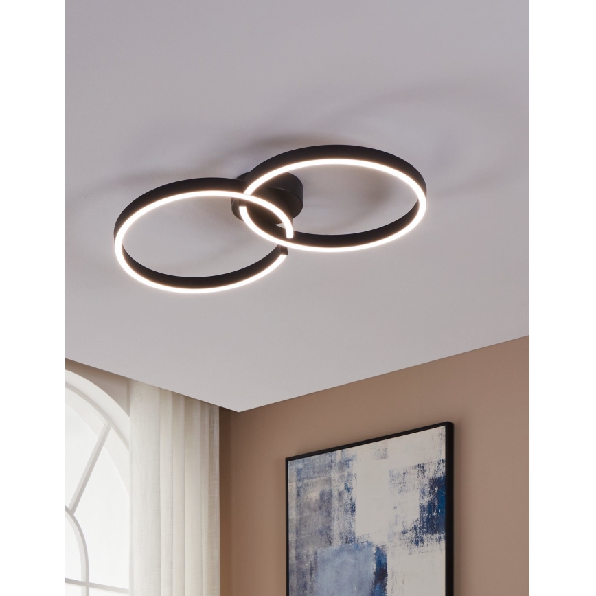 Eglo 900955 - LED RGBW Prigušiva plafonjera LED/19,5W/230V 2700-6500K crno + Daljinski upravljač