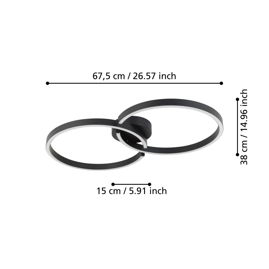 Eglo 900955 - LED RGBW Prigušiva plafonjera LED/19,5W/230V 2700-6500K crno + Daljinski upravljač