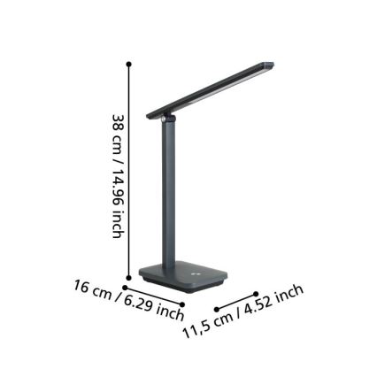 Eglo - LED Prigušiva punjiva stona lampa LED/3,6W/5V 1800mAh sivo