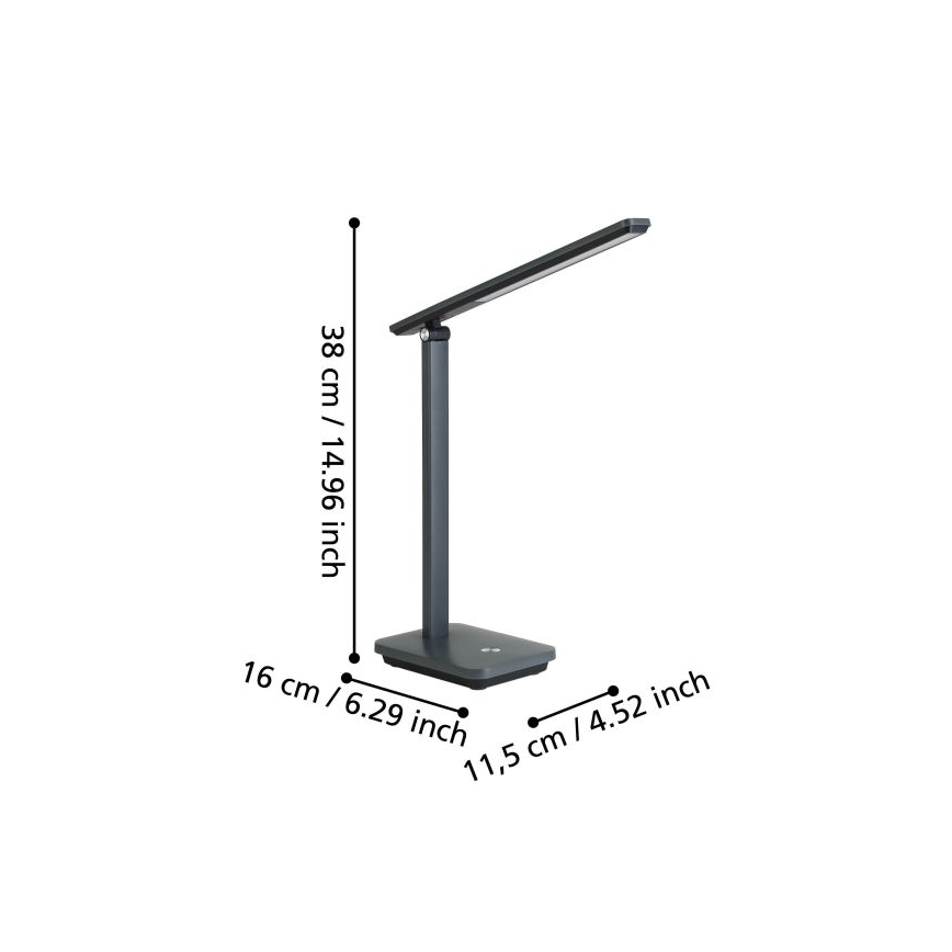 Eglo - LED Prigušiva punjiva stona lampa LED/3,6W/5V 1800mAh sivo