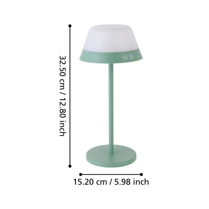 Eglo - LED RGBW Prigušiva dodirna vanjska lampa 2u1 LED/1,5W/5V 2600 mAh IP54 zelena