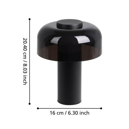 Eglo - LED Prigušiva dodirna vanjska lampa LED/2,25W/5V 2400-4000K 5200 mAh IP44 crno