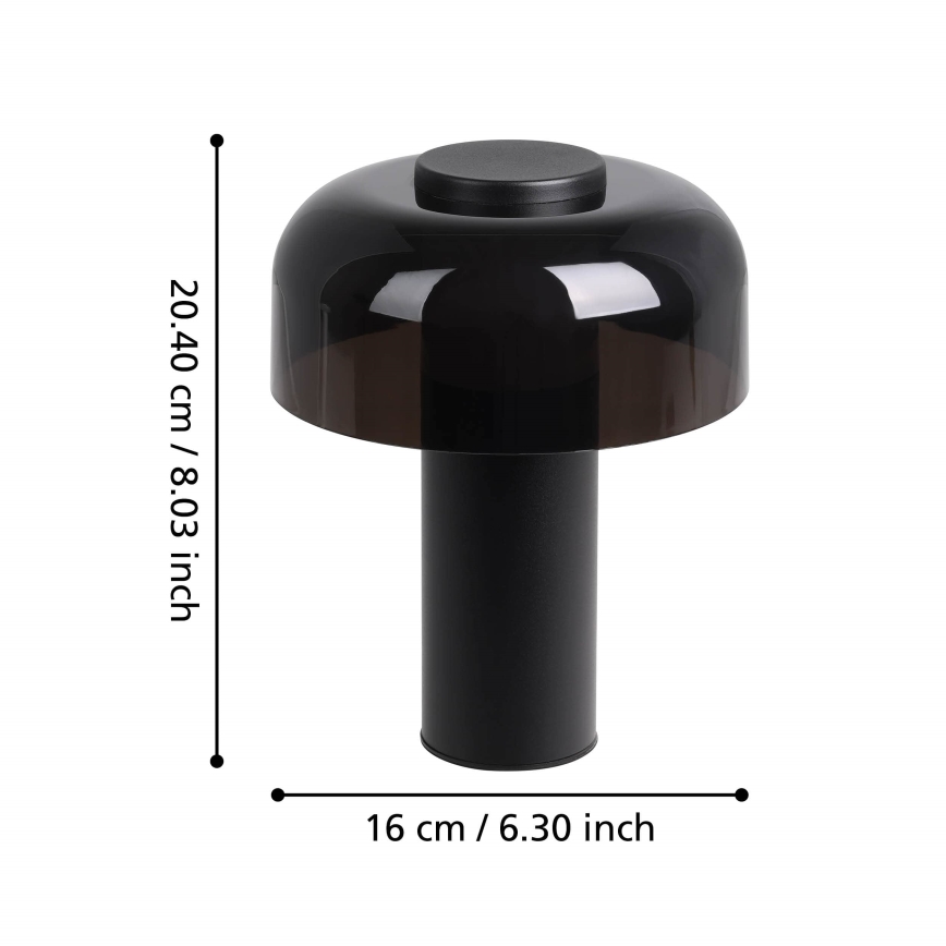 Eglo - LED Prigušiva dodirna vanjska lampa LED/2,25W/5V 2400-4000K 5200 mAh IP44 crno