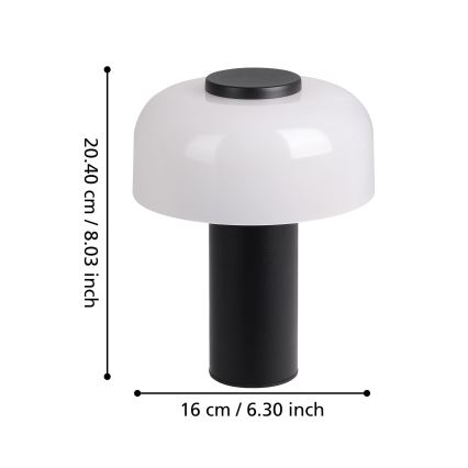 Eglo - LED Prigušiva dodirna vanjska lampa LED/2,25W/5V 2400-4000K 5200 mAh IP44 crno/bela