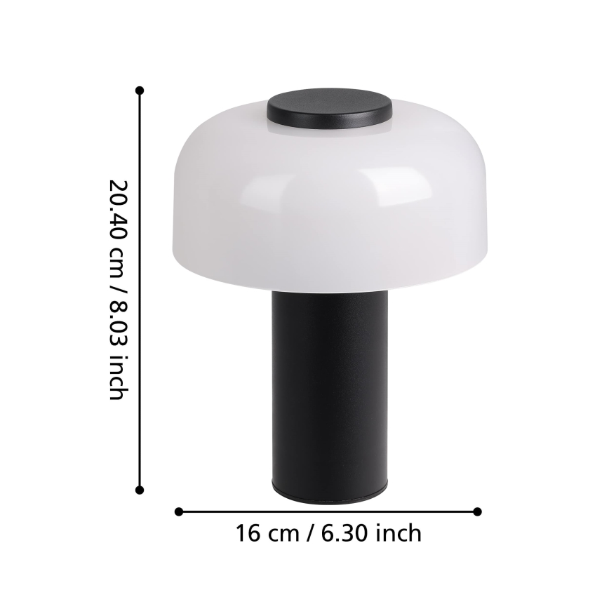 Eglo - LED Prigušiva dodirna vanjska lampa LED/2,25W/5V 2400-4000K 5200 mAh IP44 crno/bela