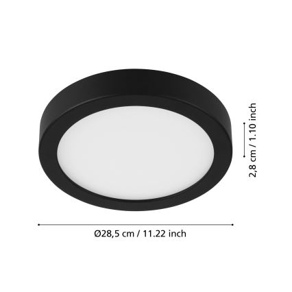 Eglo - LED plafonsko svetlo sa senzorom LED/20,5W/230V 3000K crno prečnik 28,5 cm