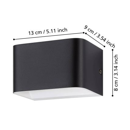 Eglo - LED Zidna lampa LED/6W/230V 3000K crno