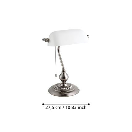 Eglo - Stona lampa 1xE27/60W/230V bela/sjajni krom