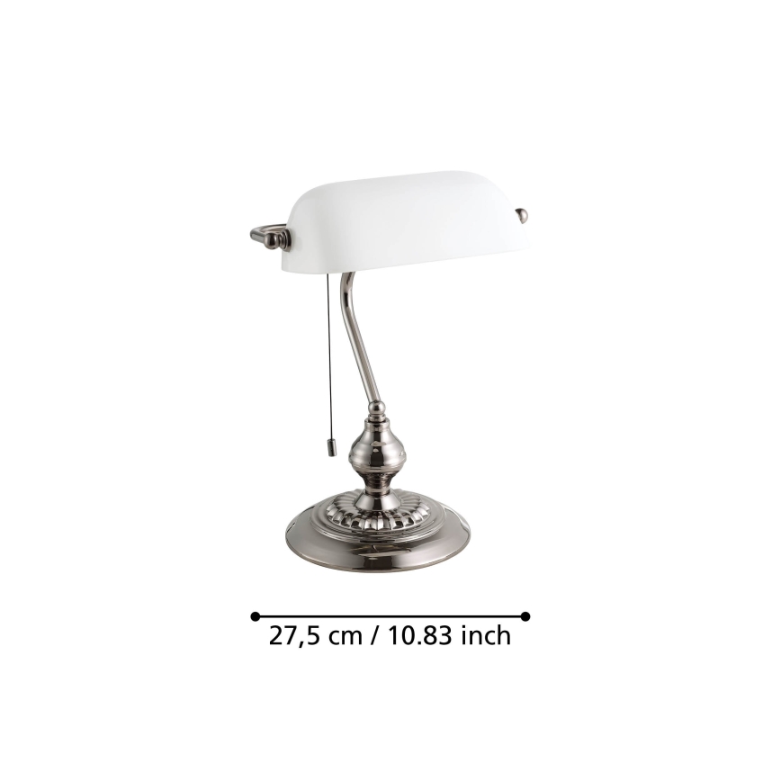 Eglo - Stona lampa 1xE27/60W/230V bela/sjajni krom