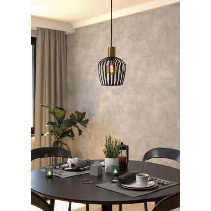 Eglo - Luster na sajli 1xE27/40W/230V crno/zlatna