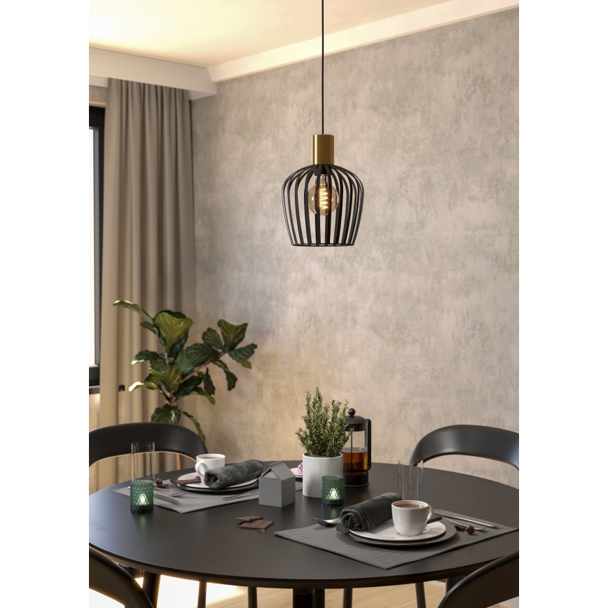 Eglo - Luster na sajli 1xE27/40W/230V crno/zlatna