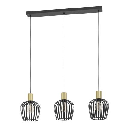 Eglo - Luster na sajli 3xE27/40W/230V crno/zlatna