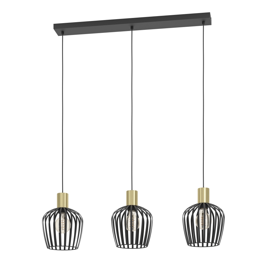Eglo - Luster na sajli 3xE27/40W/230V crno/zlatna