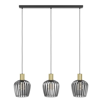 Eglo - Luster na sajli 3xE27/40W/230V crno/zlatna