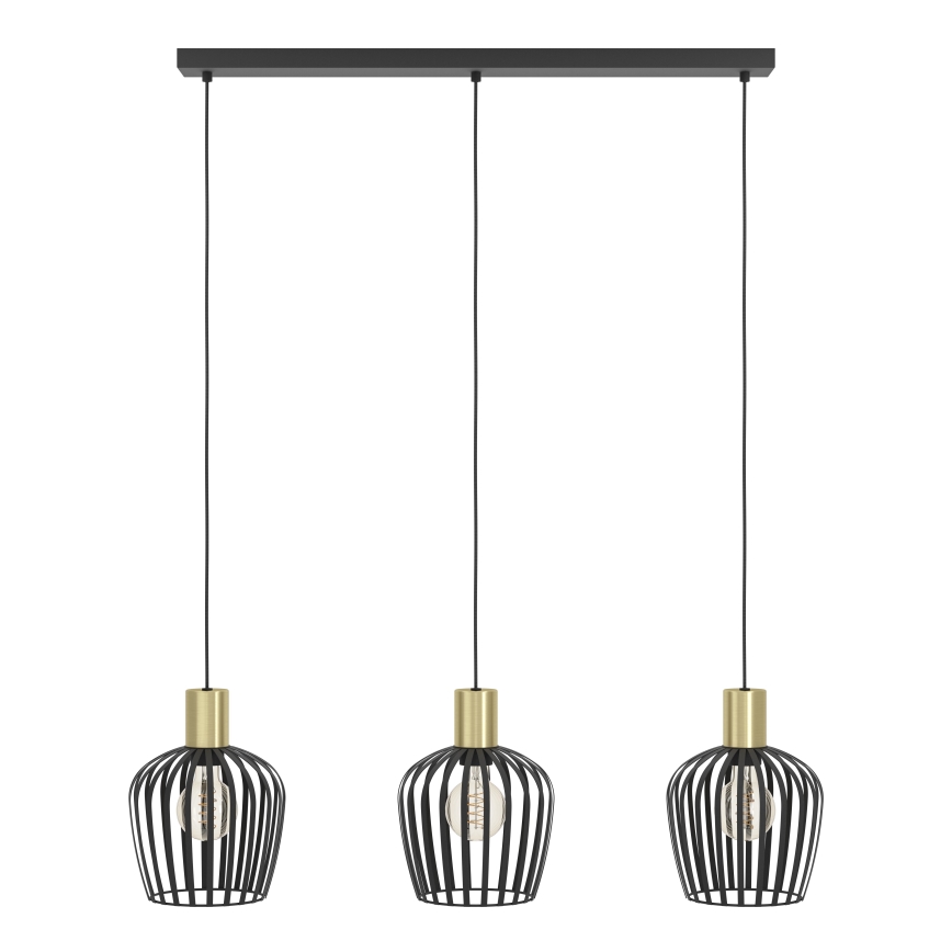 Eglo - Luster na sajli 3xE27/40W/230V crno/zlatna