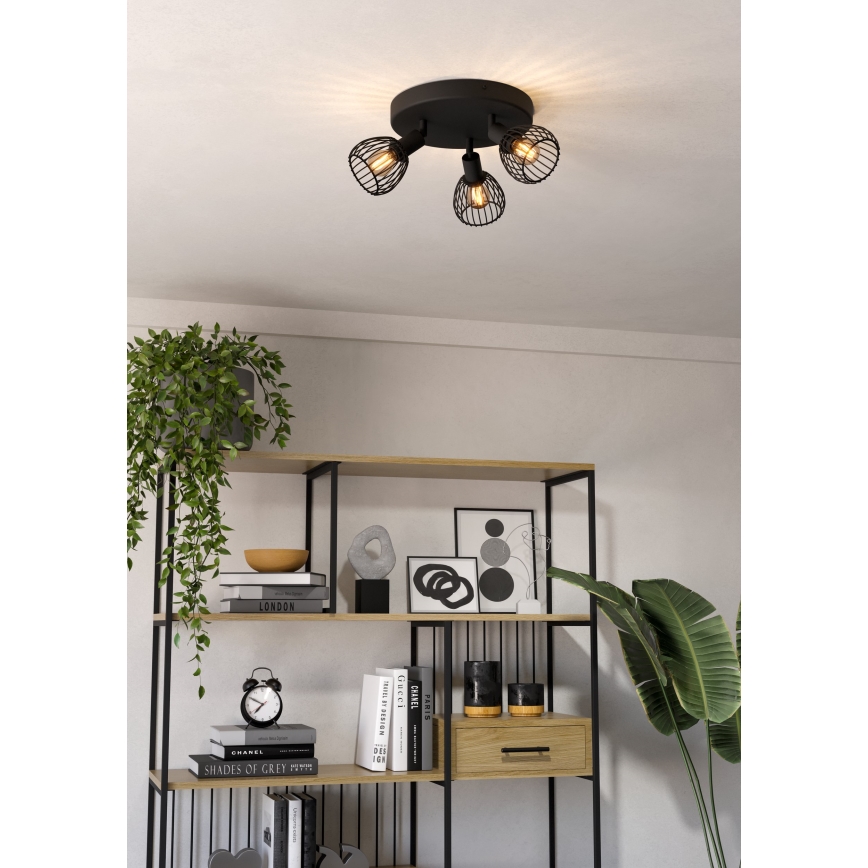 Eglo - Reflektorska lampa 3xE14/40W/230V crno